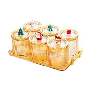 Imagem de IEUDNS Bandeja para frutas secas com tampa, recipiente para nozes, potes para armazenamento de alimentos, prato para servir aperitivos para casa, 6 Grades