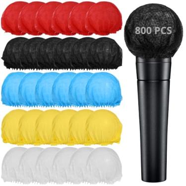 Imagem de Pacote com 800 para-brisas descartáveis não tecidos para microfones, elástico, embalado individualmente para karaokê limpo e uso em palco