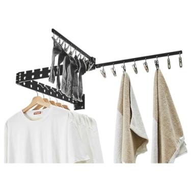 Imagem de Hhsdyl Varal de Parede Dobrável com Braço Articulado | Rotação de 180° e Poupa Espaço para Lavandaria, Roupeiro | Barra Resistente para Pendurar,Black,A