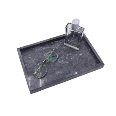 Imagem de Kesoniku Bandeja de mármore natural africano, mesa de centro de 30 x 19,8 cm, bandeja decorativa para joias, relógio, perfume, pedra de mármore genuína retangular para quarto/banheiro/bancada de
