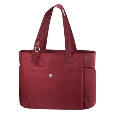 Imagem de questAll Bolsa feminina leve para laptop de grande capacidade, impermeável, de fibra de carbono, serve para laptop de 15 polegadas 9006, Vermelho