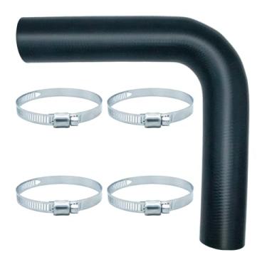 Imagem de Mangueira de pescoço de enchimento de combustível de gasolina de 3,8 cm interna de 90 graus (3,8 cm ID 39 cm de comprimento) com 4 braçadeiras de mangueira tanque de gás reforçado