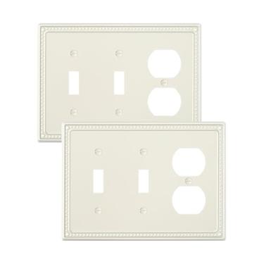Imagem de TREEWELL Pacote com 2 placas de interruptor de luz duplex/duplo, placas decorativas para interruptores e tampas de tomada, placas de parede de metal para tomadas elétricas