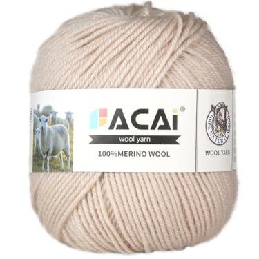 Imagem de Facai Fio de lã Merino – 100% lã merino pura para tricô, conjunto de 1 bola, 1 grama, 240 metros, peso penteado (1, off-white)