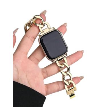 Imagem de Pulseira feminina com design de corrente grossa dourada compatível com Apple Watch séries 11, 10, 9, 8, 7, 6, 5, 4, 3 e SE Ultra(38/40/41/42(S11))
