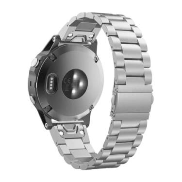 Imagem de Pulseira Metal 3 Elos QFIT26 LTIMPORTS compatível com Fenix 8/7X/6X/5X/5X Plus (51mm), Fenix 3, Quatix 3/6X/7X/Epix Pro Gen2 (51mm) e Instinct 3 (50mm) (Prata)