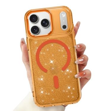 Imagem de LSL Capa Magnética para iPhone 17 Pro Max [Compatível com MagSafe] Amortecedor de TPU Macio PC Rígido Antiqueda, Anti-Arranhões, À Prova de Choque, Capa Transparente Brilhante Fina Glitter - Laranja
