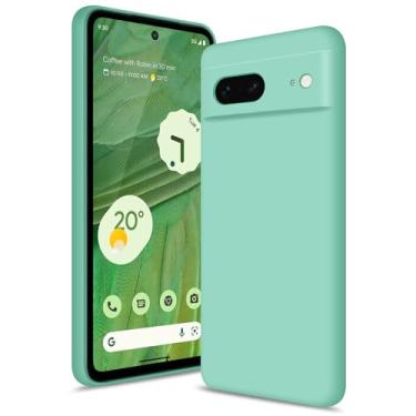 Imagem de Btstring Capa para Google Pixel 7, capa de silicone macio com proteção de câmera atualizada, capa fina à prova de choque com forro de microfibra antiarranhões, verde menta