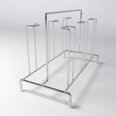 Imagem de Organizador de Copos para Bancada 6 Lugares - Suporte Aramado em Aço Carbono para Cozinha e Armário 24,2x17,6cm (Cromado)