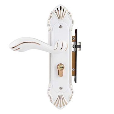 Imagem de Elegante cerâmica porta branca bloqueio quarto alumínio liga mecânica mudo bloqueio de porta decoração YYDFPIIA