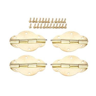 Imagem de 4 pcs 46x35mm Caixa de jóias do vintage Decoração do ouro dobradiças da porta para o hardware de madeira do mobiliário do armário com parafusos YYDFPIIA