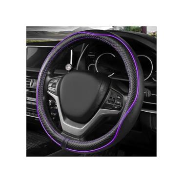Imagem de ZNDAW Capa de volante de carro, protetor de volante automático de couro respirável antiderrapante de 38 cm, cobertura de volante macia para homens e mulheres, acessórios interiores de carro (preto e