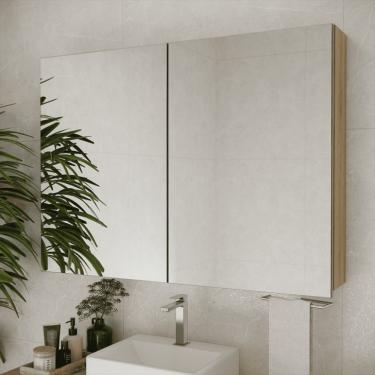 Imagem de Armário de Banheiro com Espelho Nature 2 Portas Carvalho 110 cm