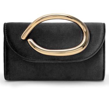 Imagem de CARIEDO Bolsa tiracolo feminina com alça de metal para festa de casamento, Hj01-rb preta