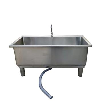 Imagem de TRGCJGH Lavatório de esfregão de piso comercial, bacia de serviço de esfregão de aço inoxidável, pia de inclinação resistente para sala de lavagem, porão, loja (80 x 40 x 50 cm /31,4 x 15,7 x 19,6 pol