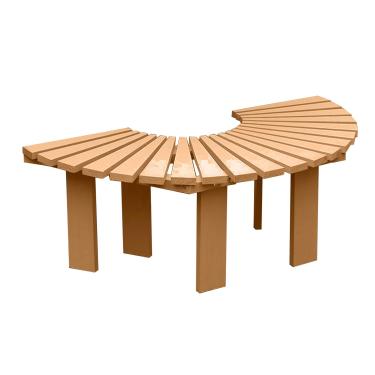 Imagem de TRGCJGH Bancos de jardim semicirculares, banco externo de madeira maciça, banco de jardim de árvore, banco de parque para pátio, jardim, deck e quintal (cor de madeira)