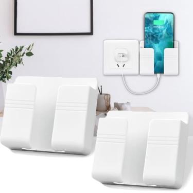 Imagem de Kit 2 Suporte Multiuso de Parede para Celular e Controle Remoto Organizador Universal para Montagem em Parede Com Fita Adesiva Sem furos
