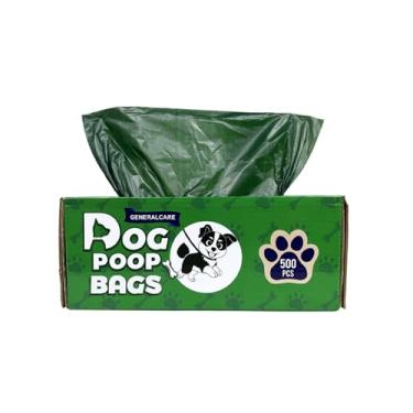 Imagem de Sacos de lixo para cães PE 500 unidades - Sacos de cocô grossos à prova de vazamento sem cheiro com cordão e dispensador para coleta de cocô de cachorro, sacos de doodie para resíduos de cães