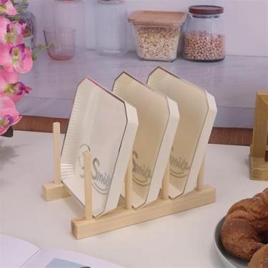 Imagem de Escorredor de pratos – Organizador de pratos e tigelas de cozinha com drenagem rápida, suporte multiuso de armazenamento de bancada (bege)