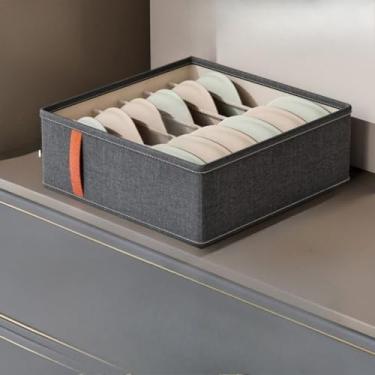 Imagem de Caixa de Armazenamento DobráVel Com 6 Compartimentos, Adequada Para Roupa Interior, Cuecas e Meias(6 quadrados cinza(1 peças))