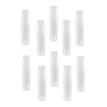 Imagem de 10 frascos de viagem brancos de 28 g recipientes vazios recarregáveis para pasta de dente pequenos dispensadores de espremer, recipientes recarregáveis, dispensadores de bomba, cosméticos