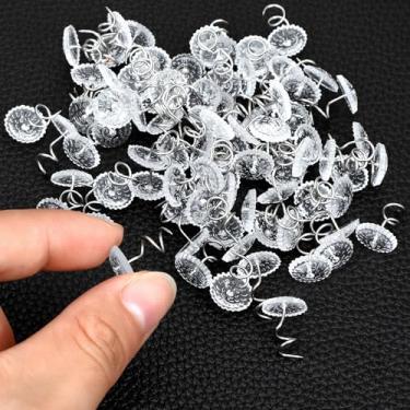Imagem de Sibba 150 peças de tachas de estofamento transparentes, pinos de saia de cama, pinos de pressão em espiral, pino de parafuso de cabeça para capas de sofá, saias de cama de estofamento de móveis