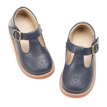 Imagem de Otter MOMO Sapatos Oxford para meninas pequenas Mary Jane sem cadarço uniforme escolar sapato social de festa, D750-azul, 15