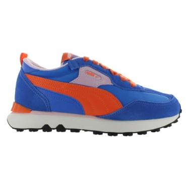 Imagem de PUMA Tênis feminino Rider Fv vintage com cadarço casual - laranja, Bluemazing/Dragon Fire/Azul, 37