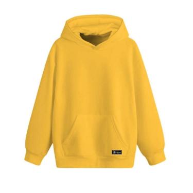 Imagem de Blusão Moletom Canguru Infantil Liso Básico com Capuz e Bolso-Unissex