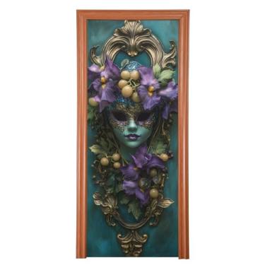 Imagem de xigua Capa de porta de decoração de carnaval 91 x 244 cm, placa de decoração de festa para porta da frente, porta de garagem