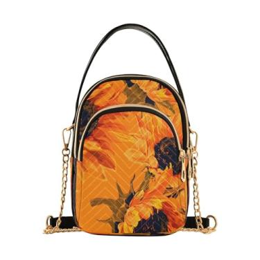 Imagem de CEBUGI Bolsa tiracolo feminina clutch para telefone girassóis elegante bolsa de ombro com alça de corrente removível