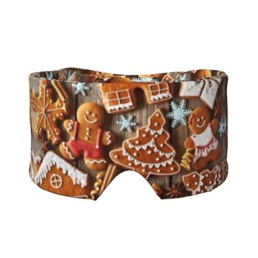 Imagem de Máscara protetora para olhos e orelhas com estampa de biscoitos de gengibre, respirável, ajustável, blecaute, confortável