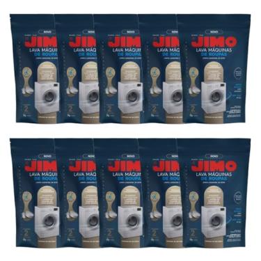 Imagem de Kit Com 10 Lava Máquinas De Roupas Jimo 20x20g Uso Mensal Limpeza Higienização Tira Manchas Sujeiras Mau Cheiro Limpeza Interna