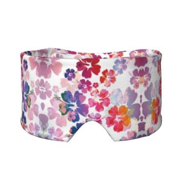 Imagem de Máscara havaiana para dormir com estampa de flores para olhos e orelhas, respirável, ajustável, blecaute, venda, confortável