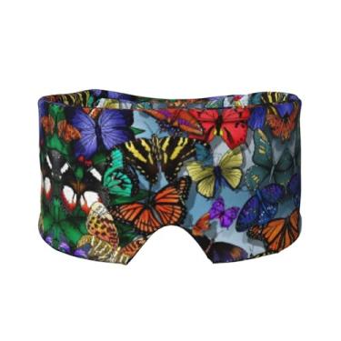 Imagem de Máscara de proteção para olhos e orelhas desenhadas à mão com estampa de borboleta colorida, respirável, ajustável, blecaute, confortável