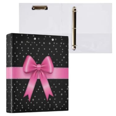 Imagem de STAYTOP Lindo organizador de fichário redondo de gravata borboleta, fichário de 3 anéis com prancheta (carta A4), fichário fofo para material de escritório escolar