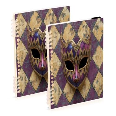 Imagem de Burbuja Cadernos de máscara de carnaval, papel pautado universitário A5 com 60 folhas, fichário para escritório, 2 unidades