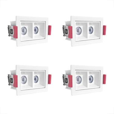 Imagem de Kit 4 Mini Spot Downlight Duplo Led Embutido 4000K Bet85