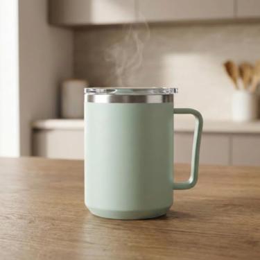 Imagem de Caneca Térmica 450ml em Aço Inox com Tampa – Parede Dupla Verde