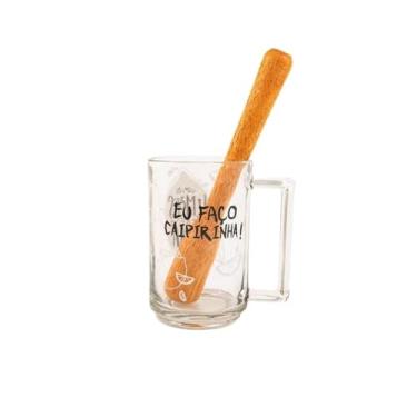 Imagem de Caneco com Socador Limões da Vida 300ml – Vidro Resistente com Socador de Madeira para Drinks e Coquetéis