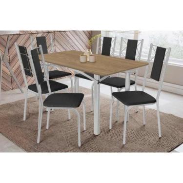 Imagem de Sala de Jantar Completa Elba c/ Tampo de Madeira 160cm e 6 Cadeiras Li