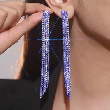 Imagem de Brincos de borla de strass para mulheres com pingente de cristal longo, joia de declaração, festa de casamento, formatura, amizade, presentes para mulheres, presentes de Natal, Dia dos Namorados