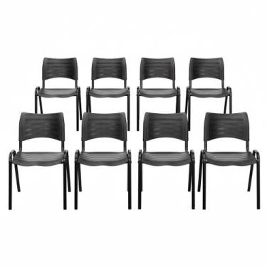 Imagem de Kit 8 Cadeiras Iso Fixa Empilhável Reforçada para Recepção, Escritório
