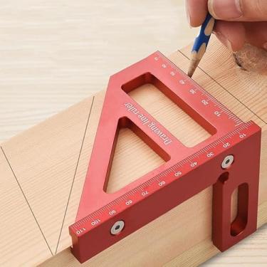 Imagem de Régua de medição multiângulo 3D, quadrado de carpinteiro de liga de alumínio para marcenaria, vermelho