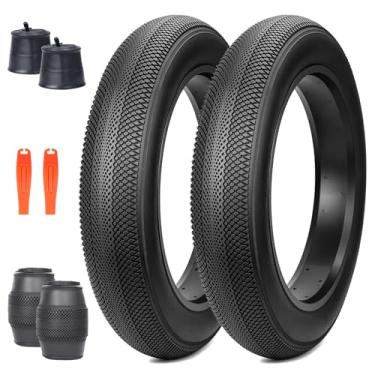 Imagem de FOMAS Pneu Fat Bike 20/24/66.0 x 10.2 cm Heavy Duty Antiderrapante Dobrável Substituição All-Terrain Pneu para E-Bike Snow Bike (Preto Pacote com 2 com Tubo Interior, 61 x 10 cm)
