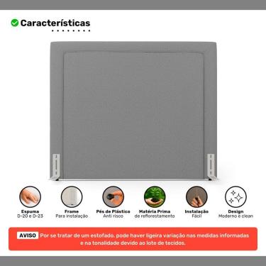 Imagem de Cabeceira Cama Box King Size Alba 195cm Com Frame Linho Cinza - Desk Design