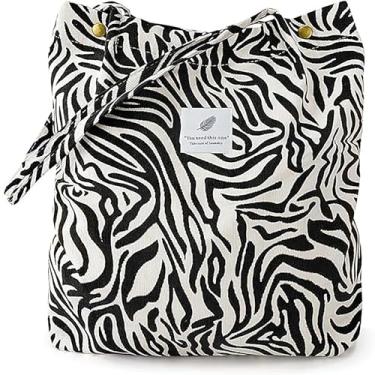 Imagem de Bolsa feminina de veludo cotelê, bolsa de ombro de grande capacidade com bolso interno para viagens, trabalho, compras, bolsas de lona, Estilo 2