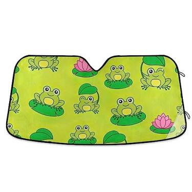 Imagem de Persianas de janela de carro de sapo fofo, para-brisa frontal, proteção UV dobrável para janela de carro, capa solar para para-brisas de carro