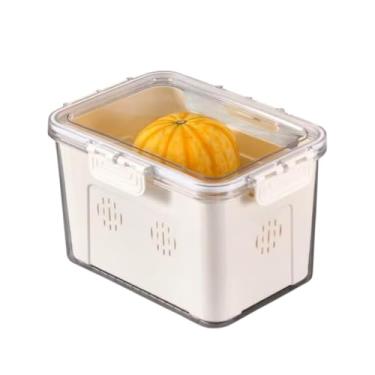 Imagem de Organizador para Geladeira com Tampa, Plástico Transparente e Branco, 23,5x16,5x14cm, com Cesta Divisória, para Alimentos