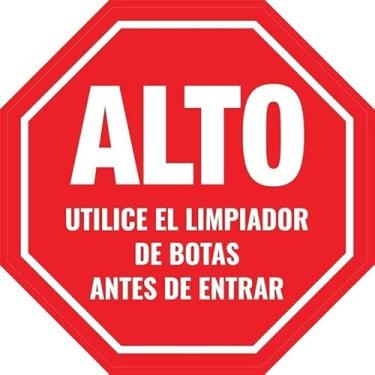 Imagem de Alto - Use Limpiador de Botas Antes de Entrar Placa de Metal Circular de Lata para Quintal Doméstico Externo 30 x 30 cm Placas de Alumínio em Forma de Octógono, Resistente ao Clima e ao Desbotamento
